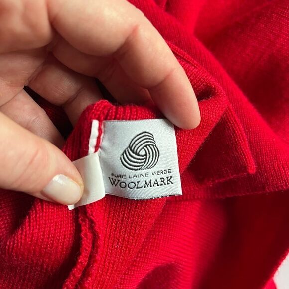 Saint James 100% Pure New Wool Red Cardigan Jacket Gold Buttons Size US 16 - Picture 11 of 13